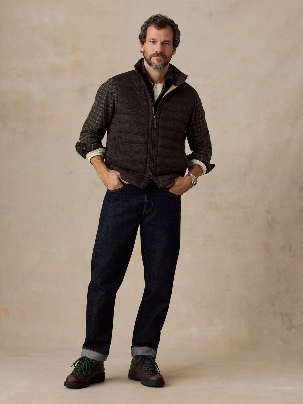Teton Valley Vest - Brown Herringbone