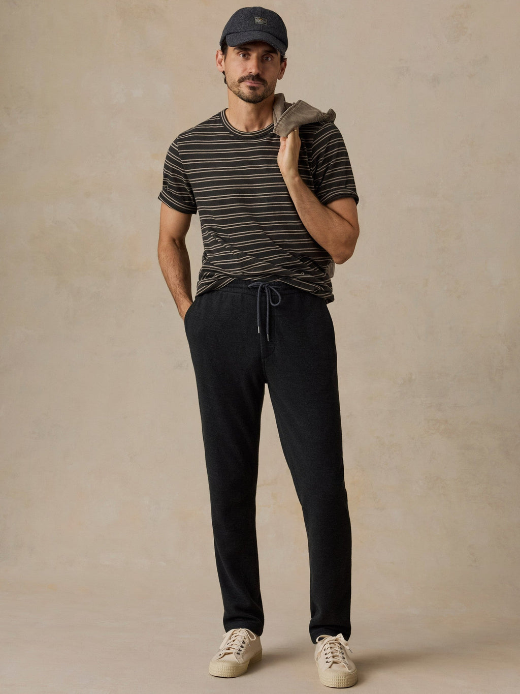 Sunwashed Regenerative Tee - Black Sands Stripe