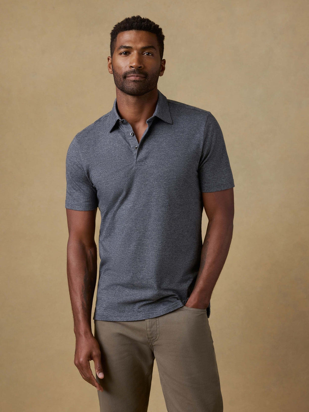 Short-Sleeve Movement Pique Polo - Dusty Iron Heather