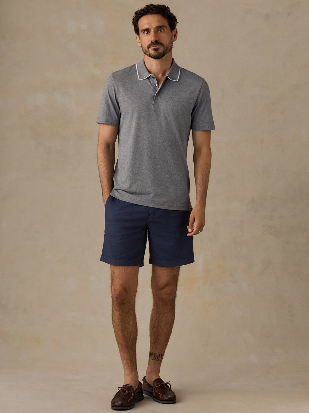 Short-Sleeve Movement Pique Polo - Snowy Rock Melange