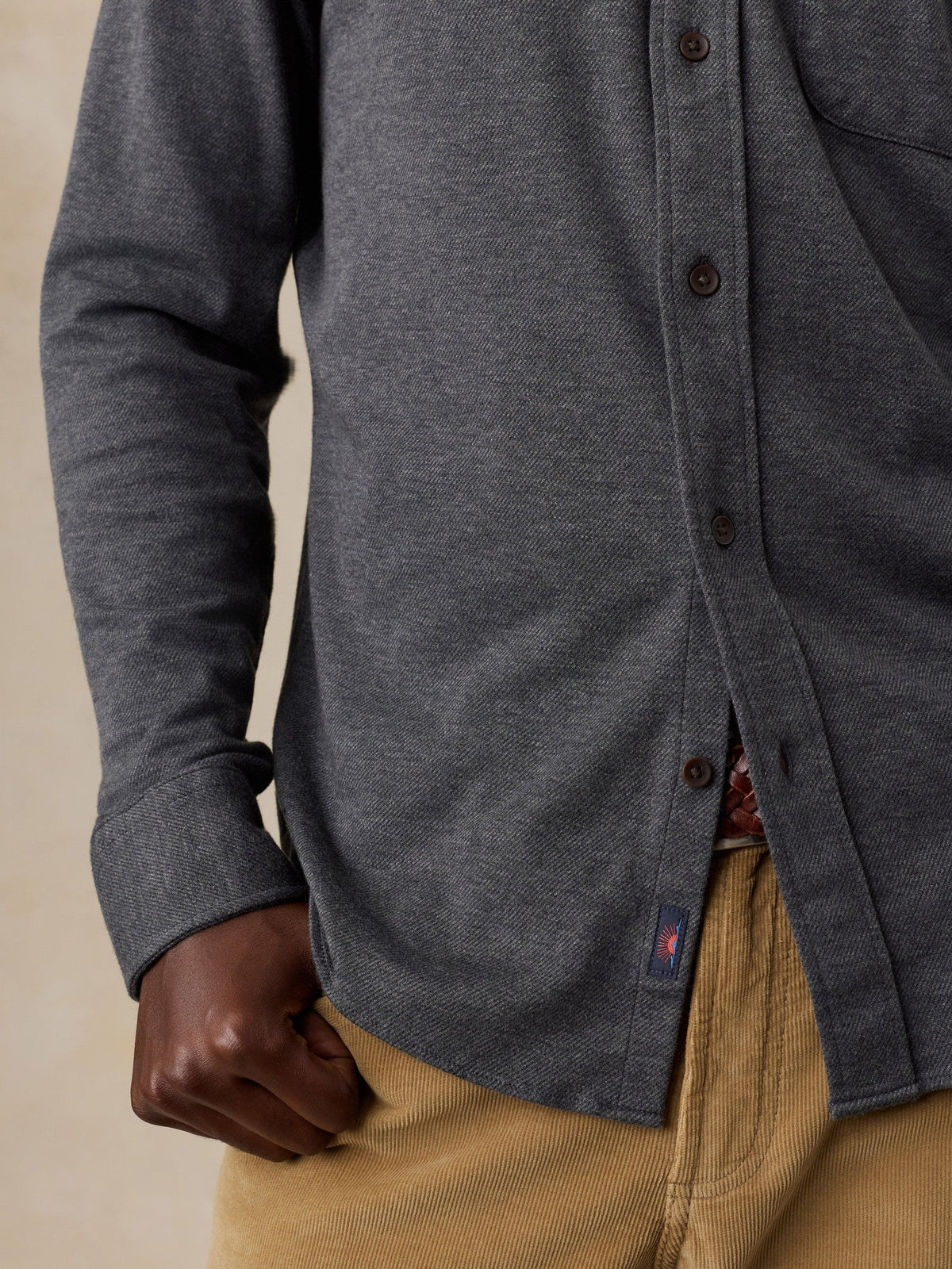 Coastline Knit Shirt - Charcoal Heather Twill