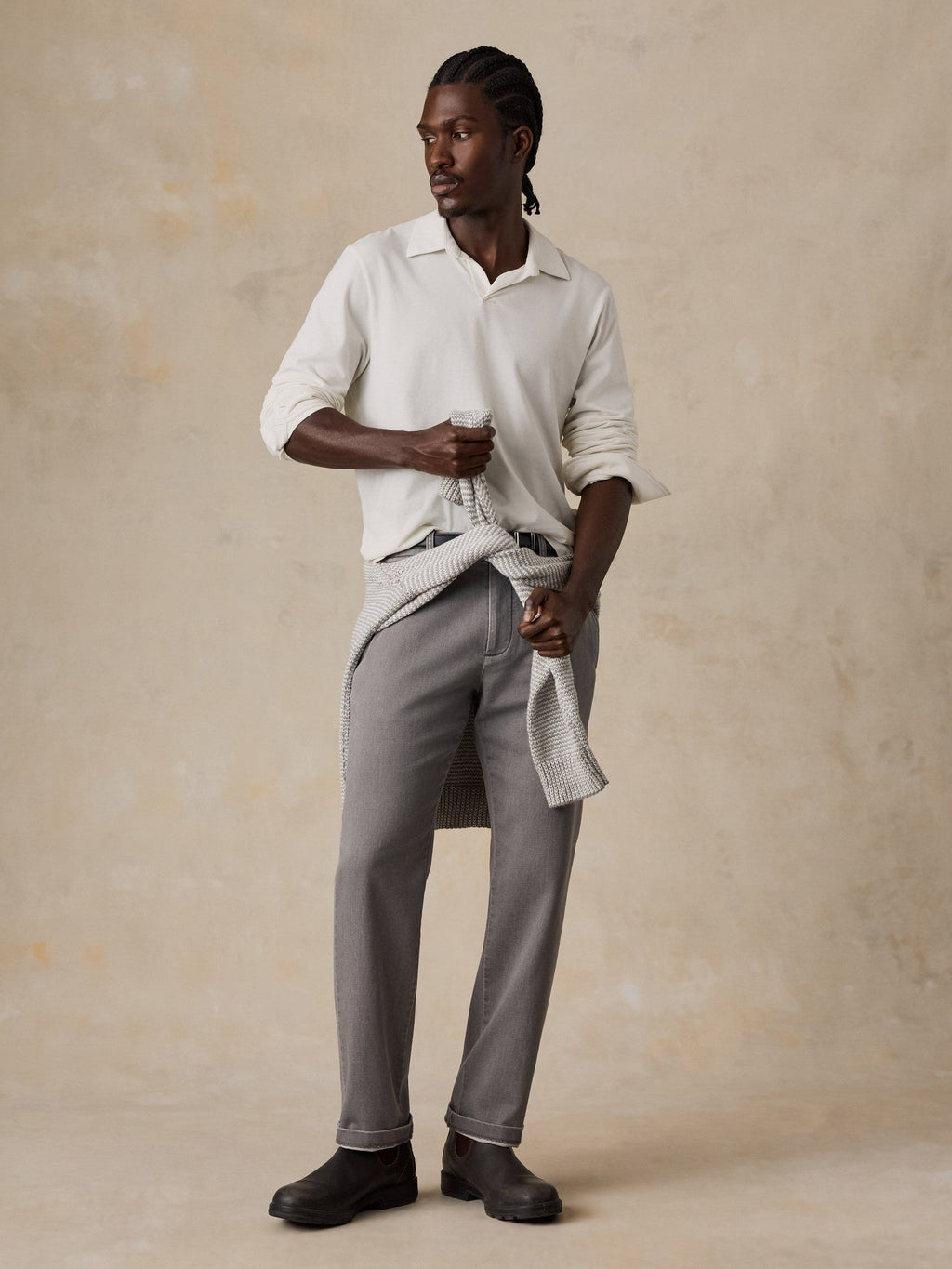 Long-Sleeve Pima Polo - White Wall