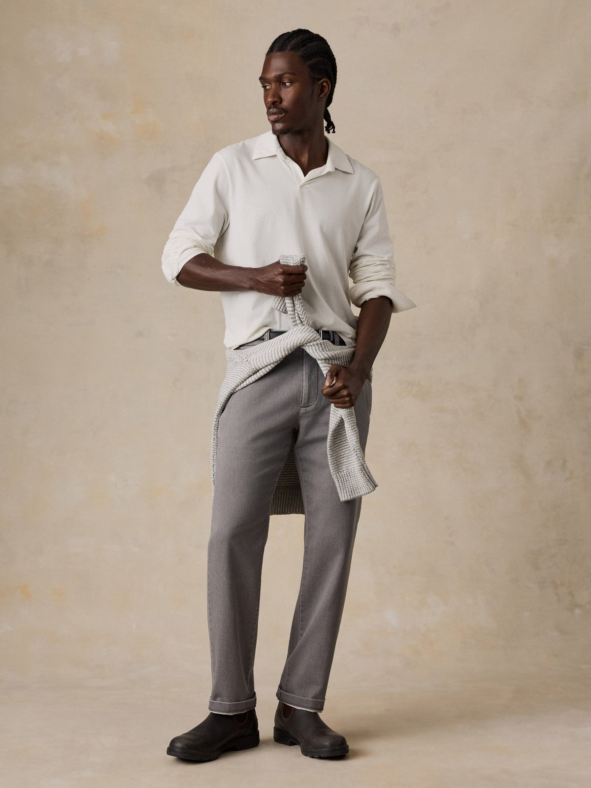 Long-Sleeve Pima Polo - White Wall