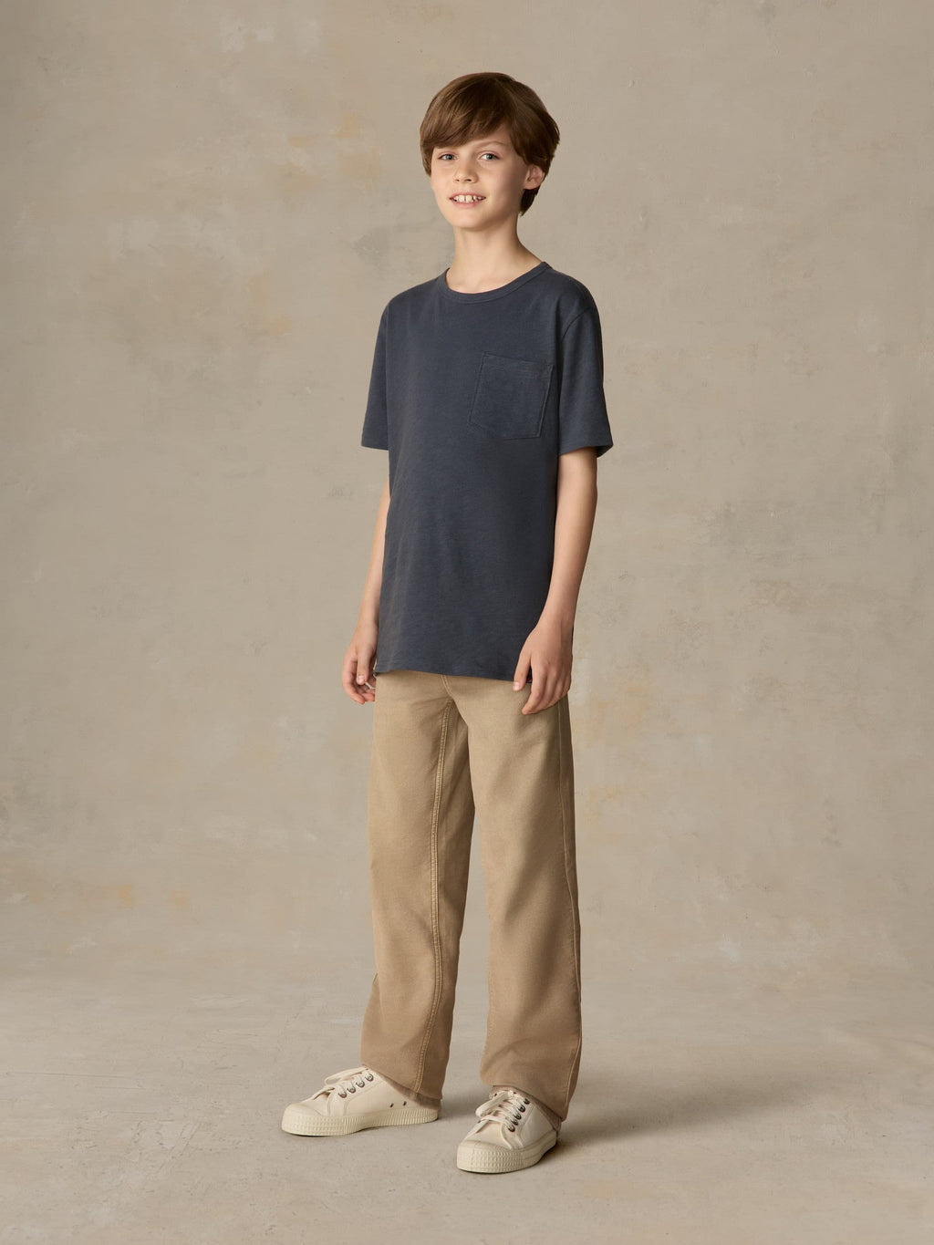 Big Kids Sunwashed Regenerative Pocket Tee - Dune Navy