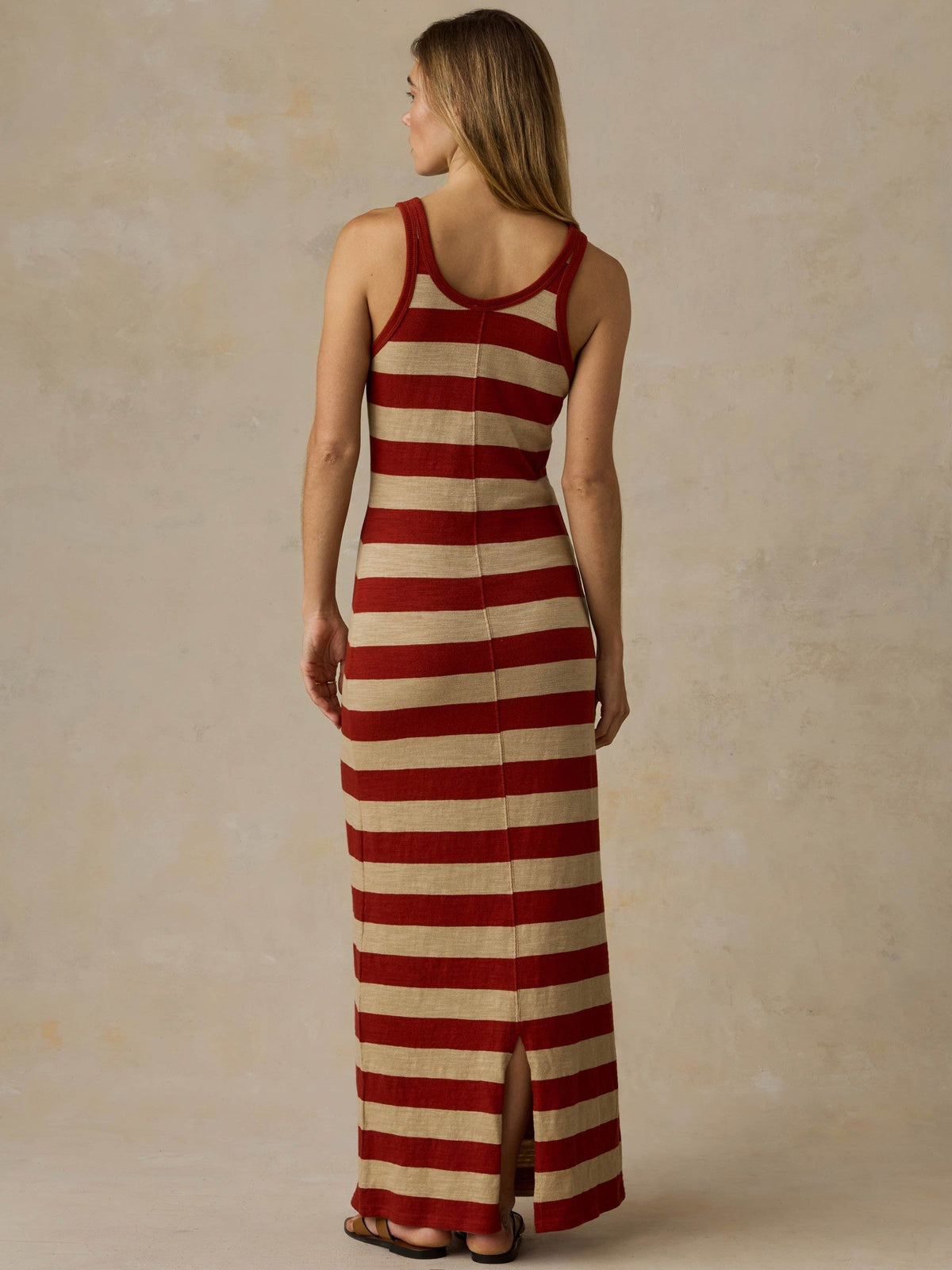 Sunwashed Organic Pocket Tank Dress - Red Ochre Stripe
