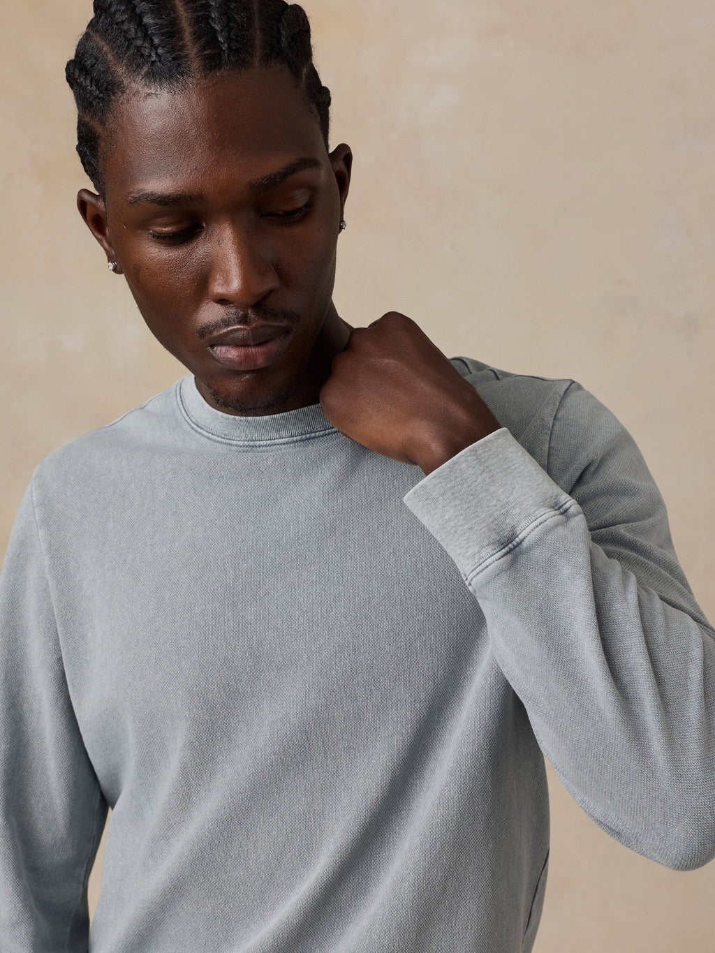 Long-Sleeve Recycled Terry Tee - Lakeshore Grey