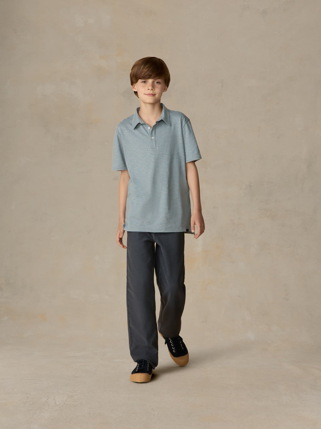 Big Kids Sunwashed Striped Tee Polo - Mountain Wind Stripe