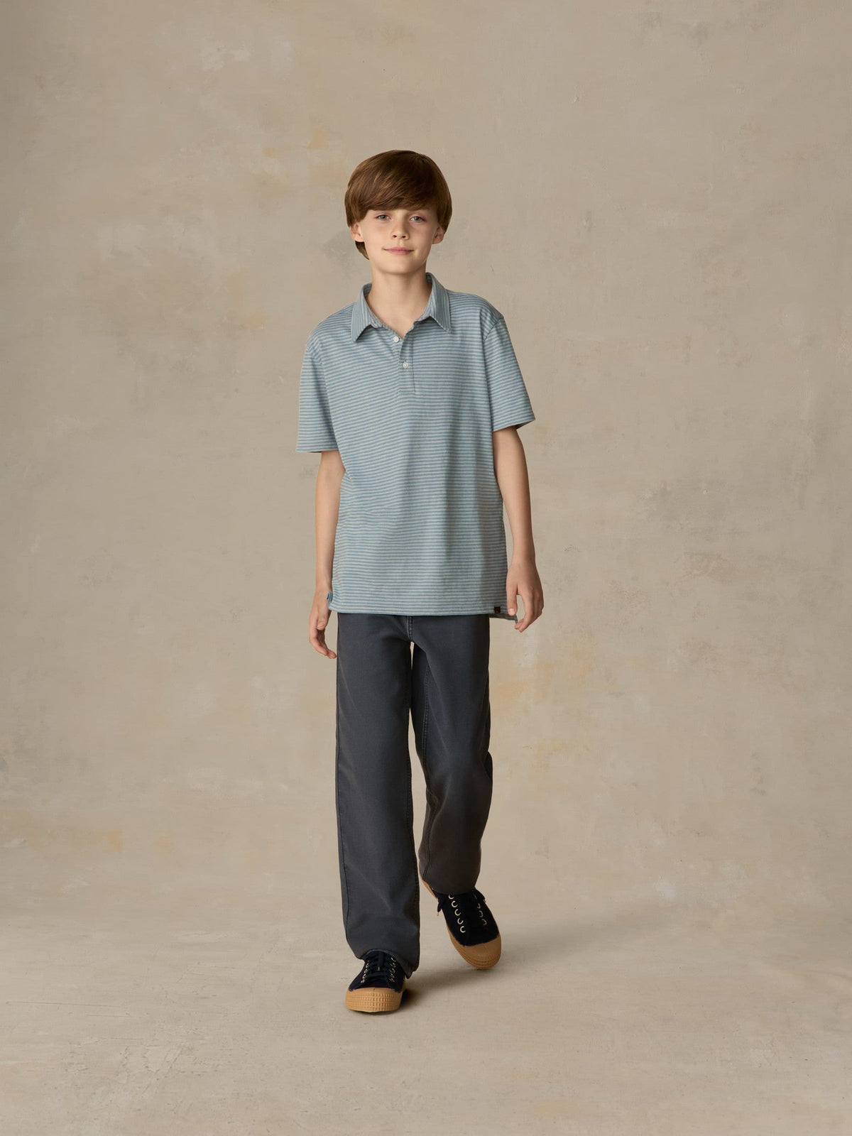 Big Kids Sunwashed Striped Tee Polo - Mountain Wind Stripe