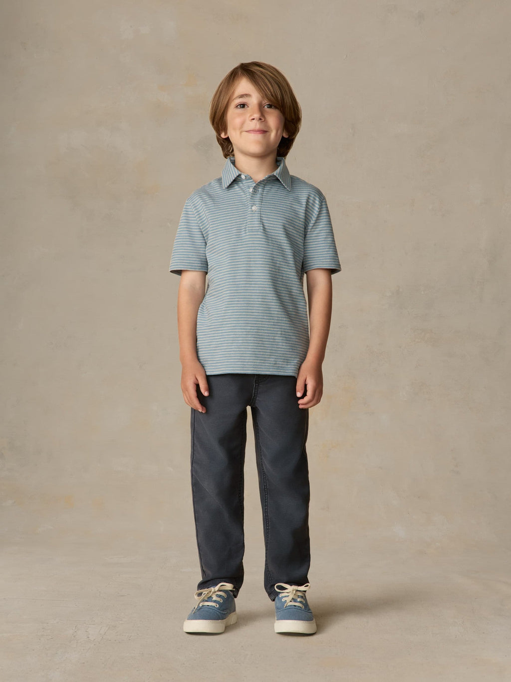 Little Kids Sunwashed Striped Tee Polo - Mountain Wind Stripe