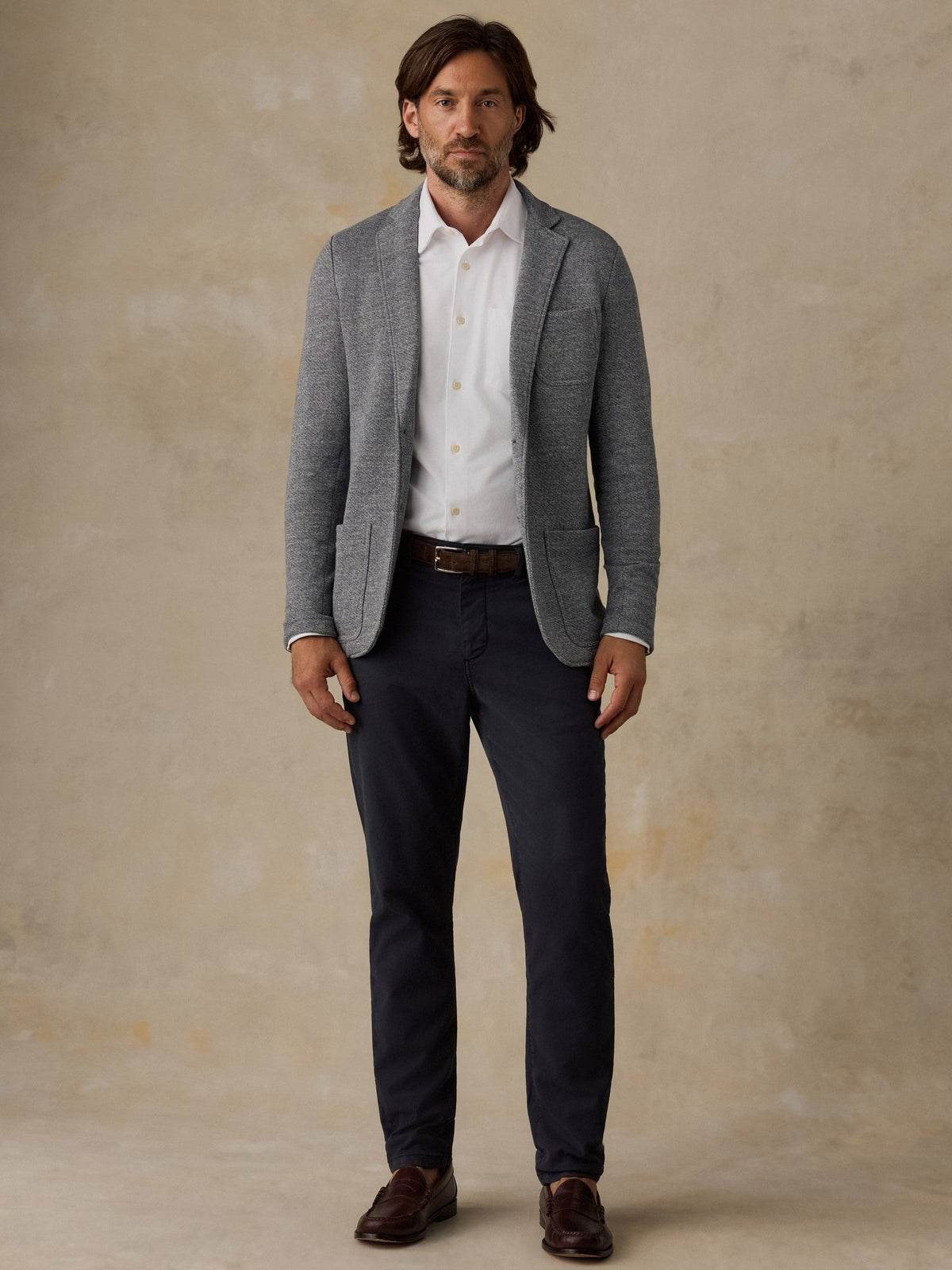 Inlet Knit Blazer - Medium Grey Melange