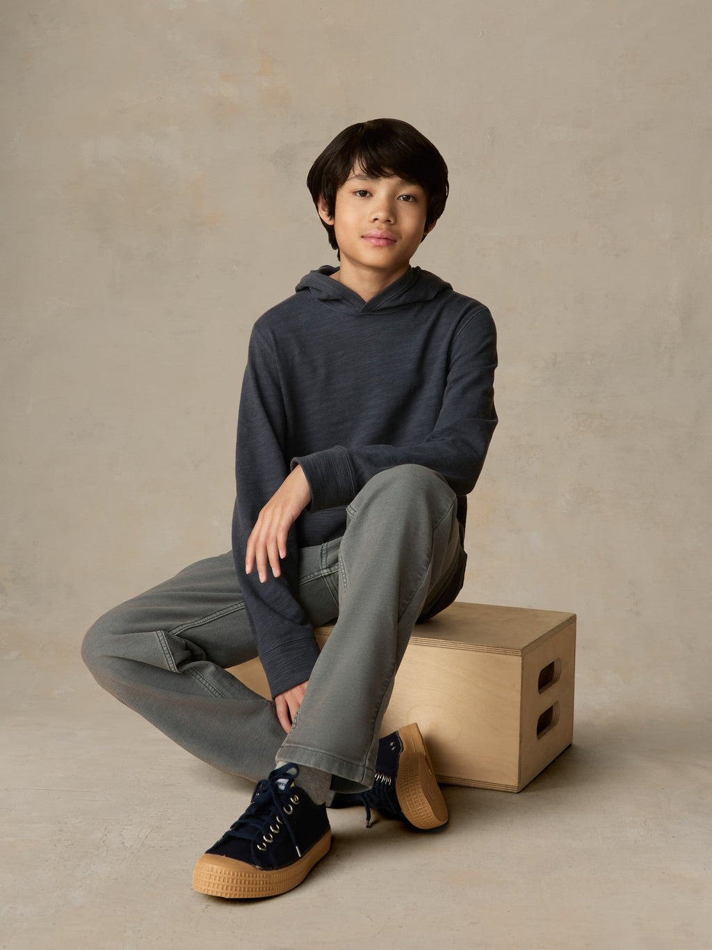 Big Kids Sunwashed Organic Hoodie - Blue Nights
