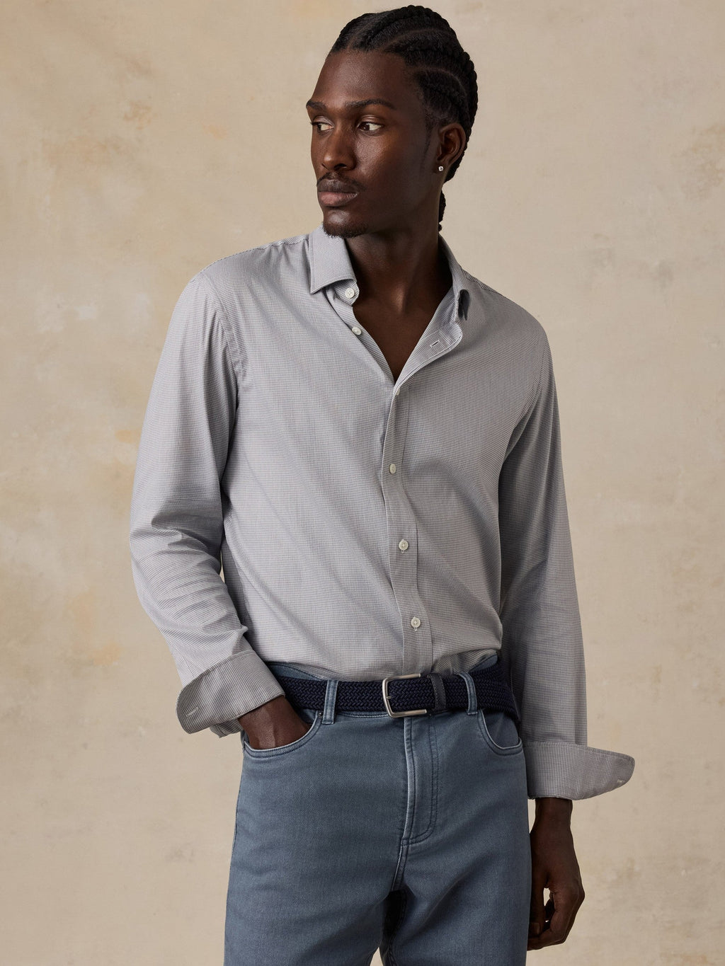 The Movement Shirt - Grey Pincheck