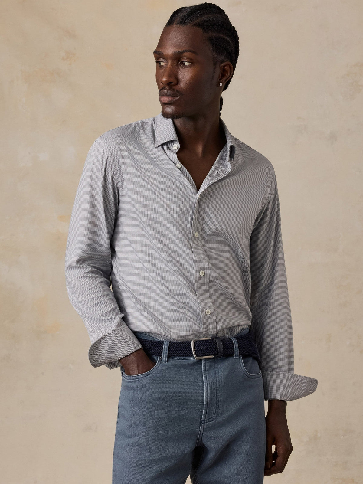 The Movement Shirt - Grey Pincheck