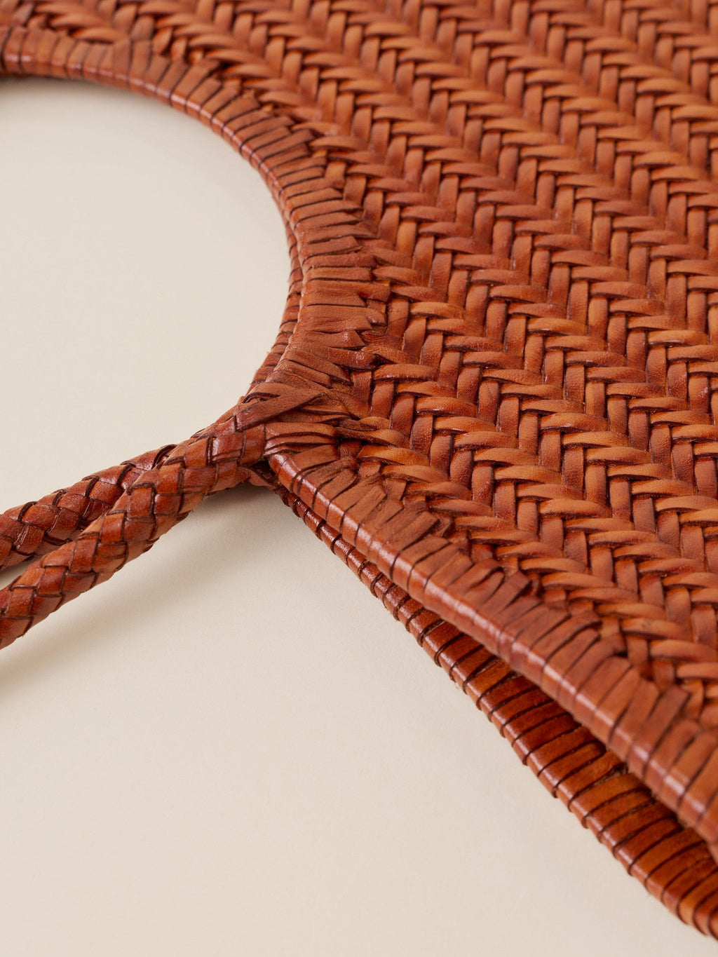 Woven Leather Tote - Tan