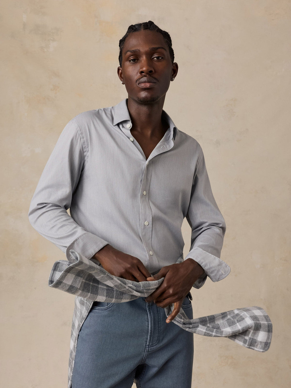 The Movement Shirt - Grey Pincheck
