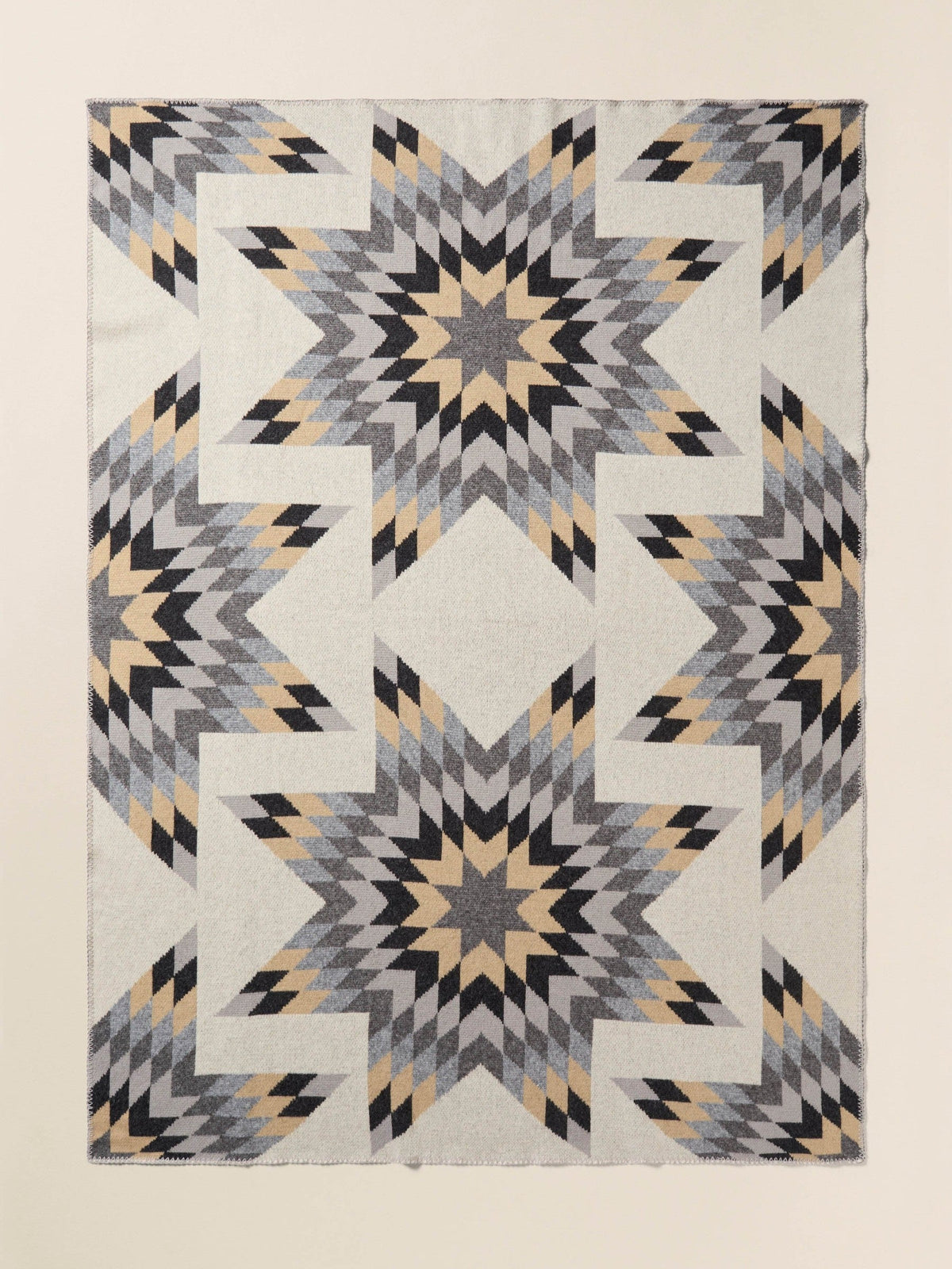 B. Yellowtail Star Patchwork Blanket - Grey Star Patchwork