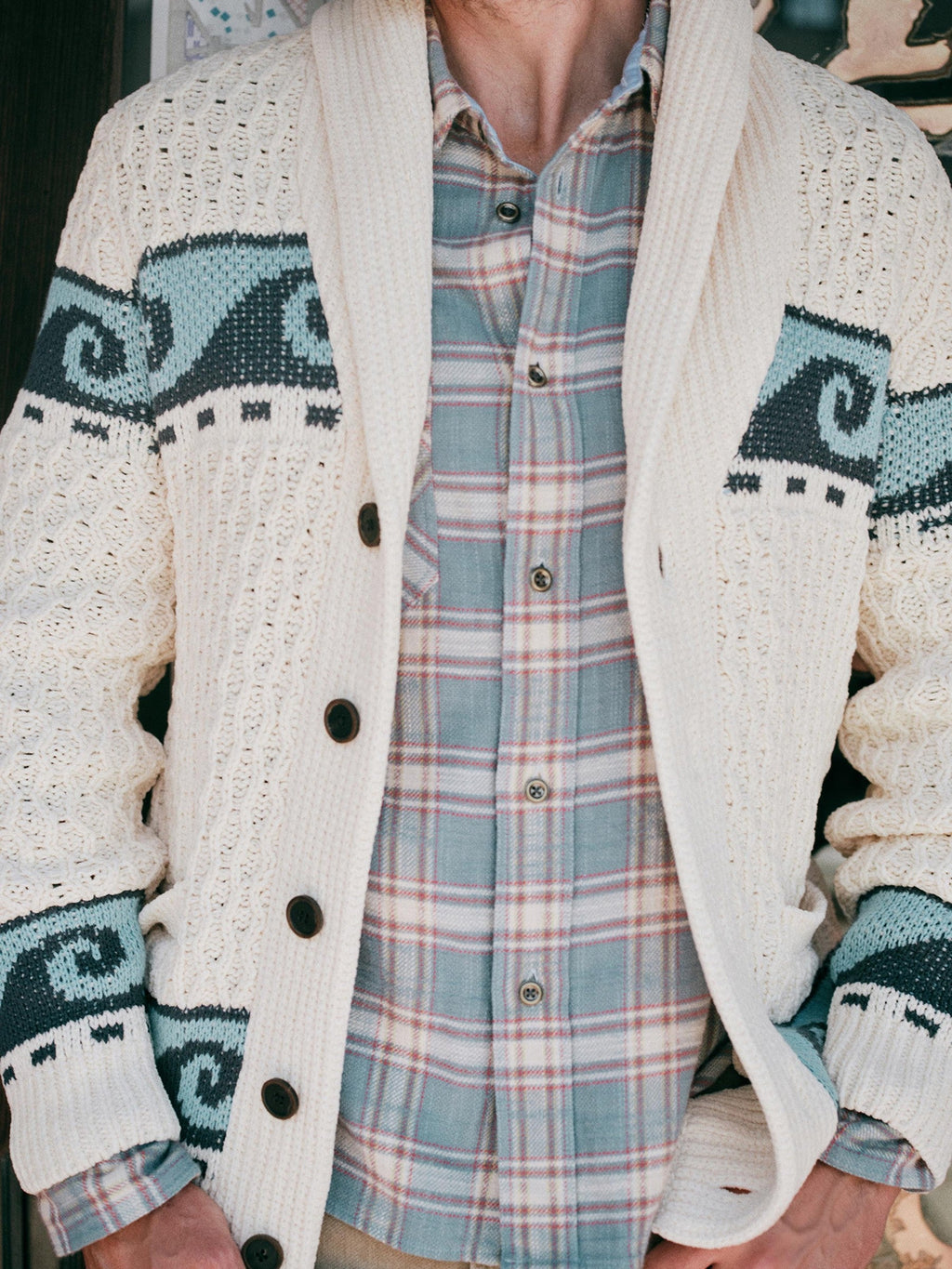 Wave Swell Cardigan - Pearl Blue Crest