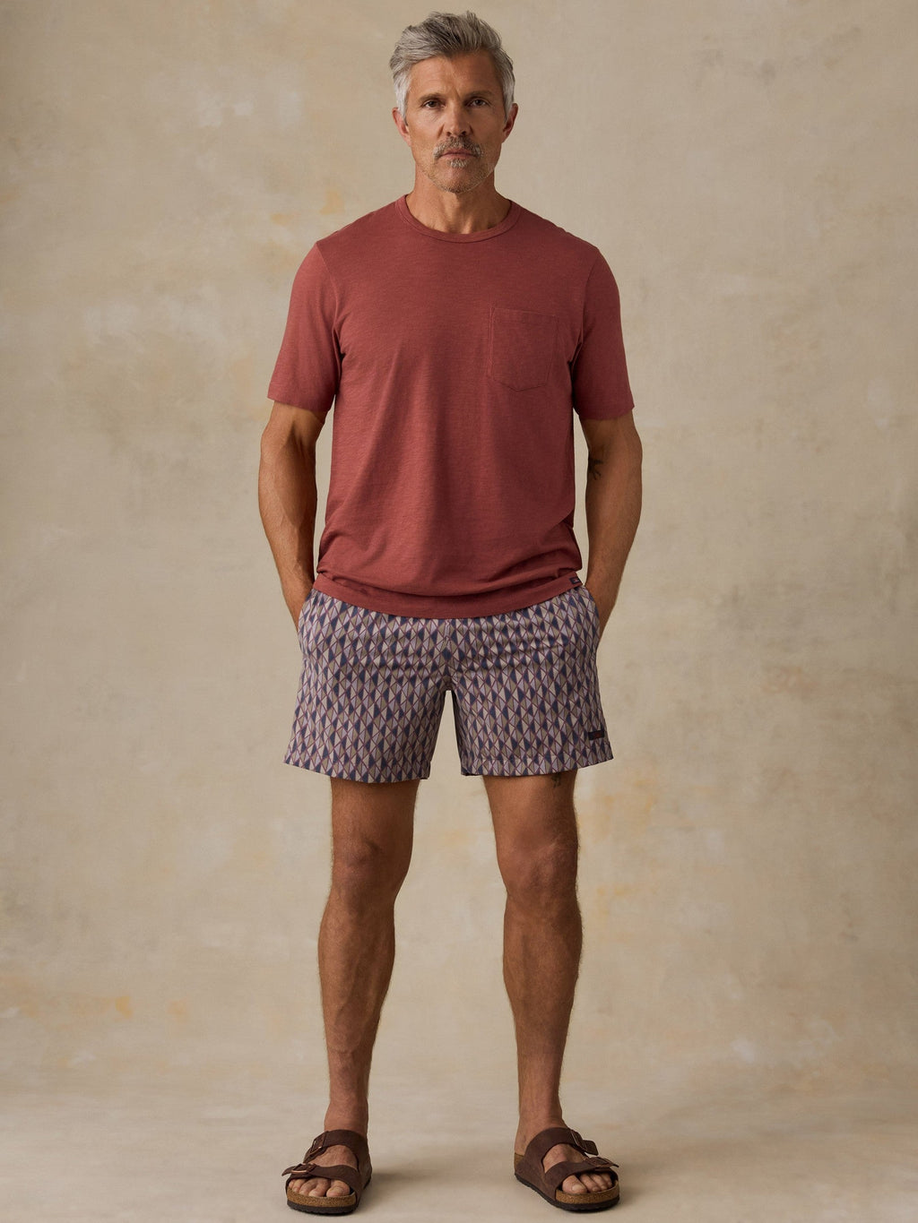 Sunwashed Regenerative Pocket Tee - Sunset Red