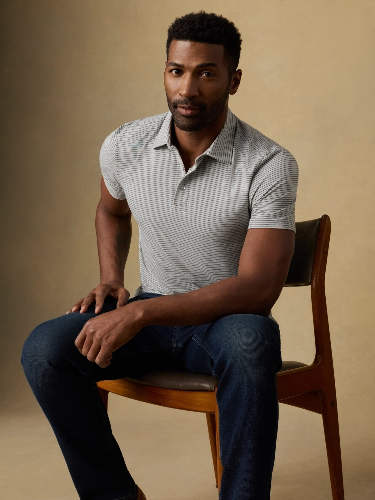 Short-Sleeve Movement Polo - Dark Cloud Stripe