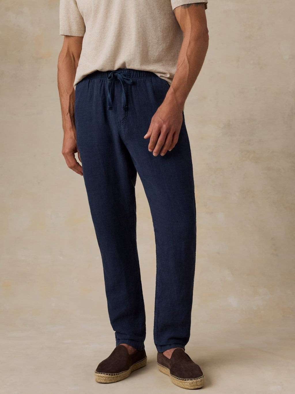 Linen Drawstring Pant - Island Navy