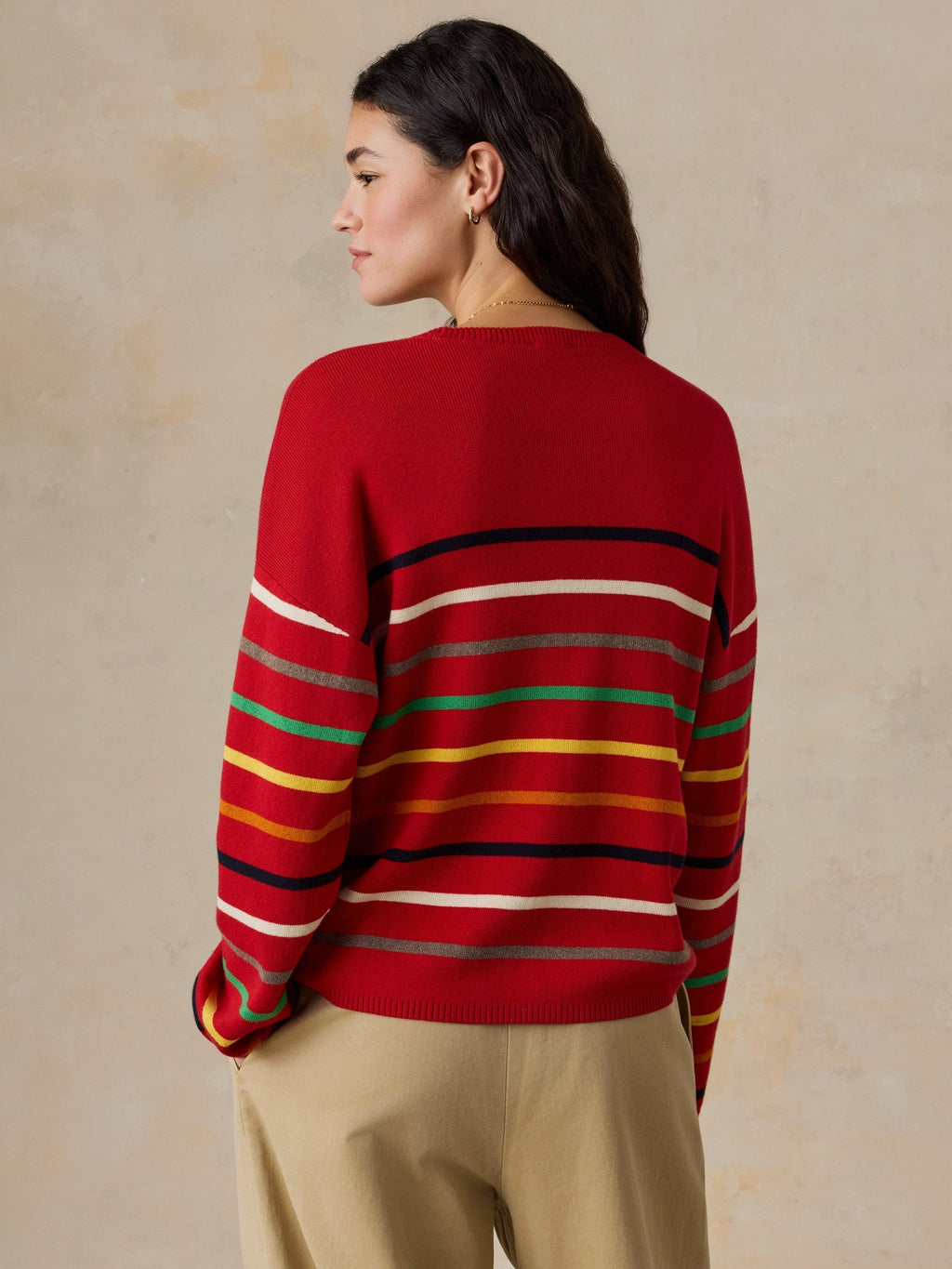 Cotton Cashmere Crew - Salsa Multi Stripe