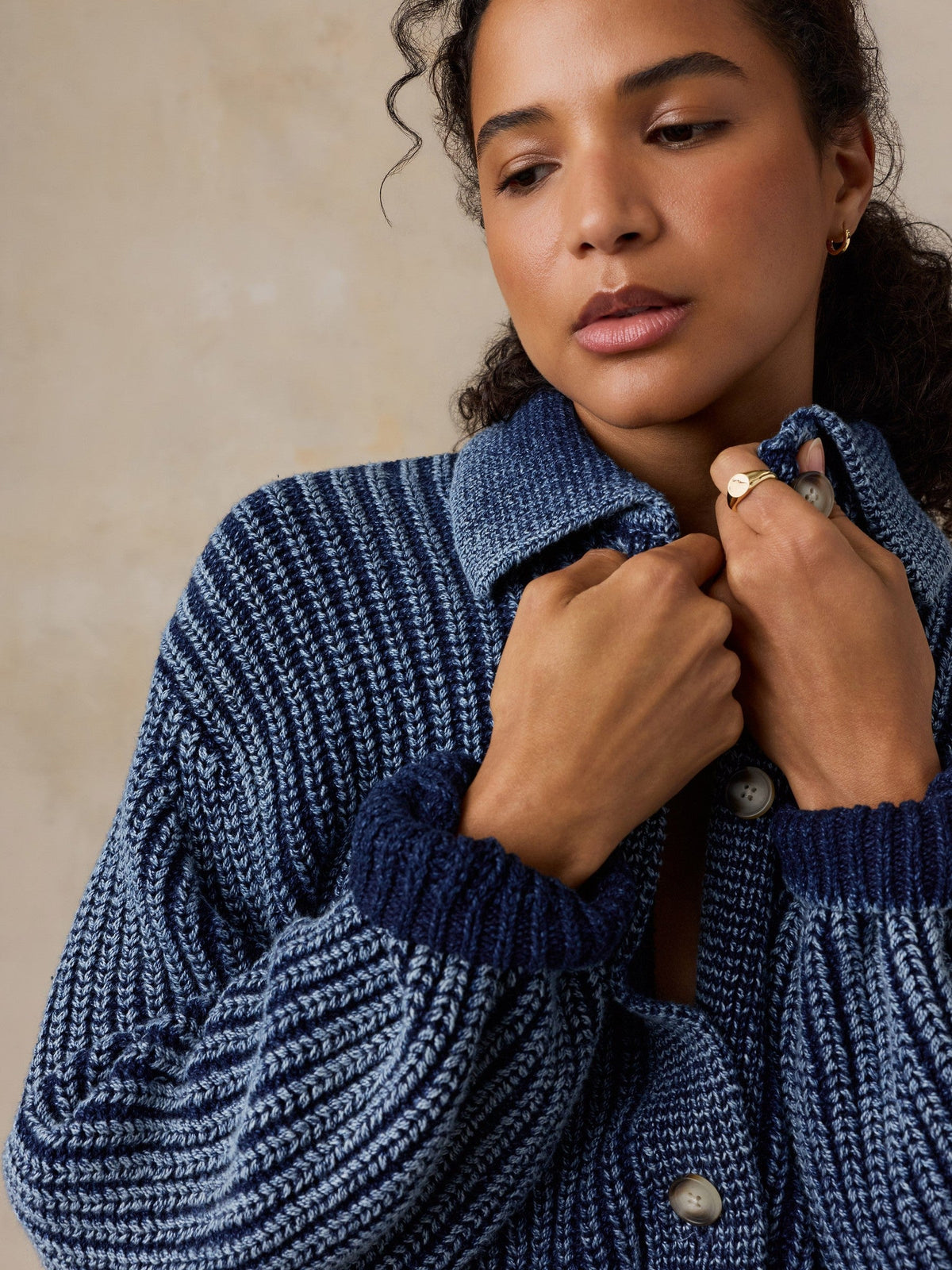 Sunwashed Indigo Cotton Lodge Cardigan - Midnight Indigo Wash