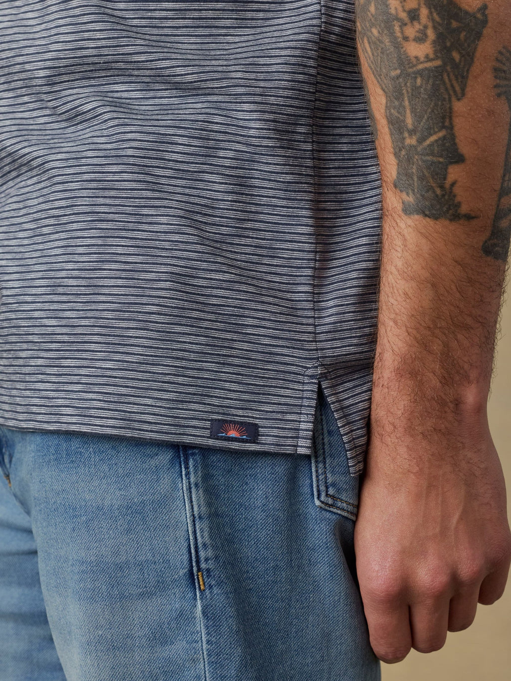 Sunwashed Tee Polo - Dune Stripe Navy