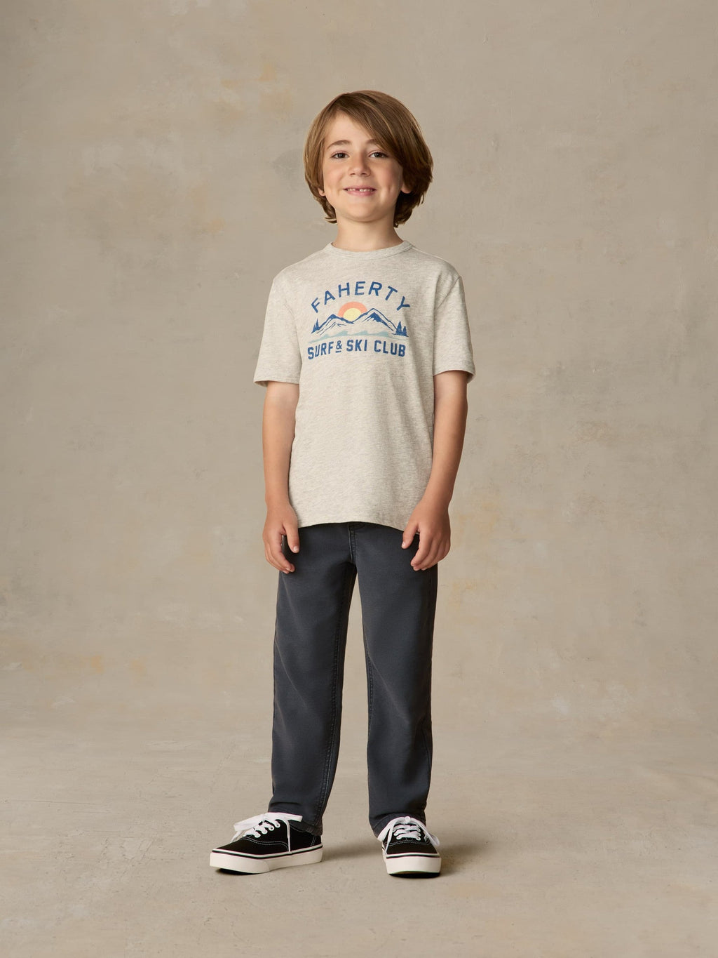 Little Kids Graphic Surf & Ski Club Tee - Light Grey Heather