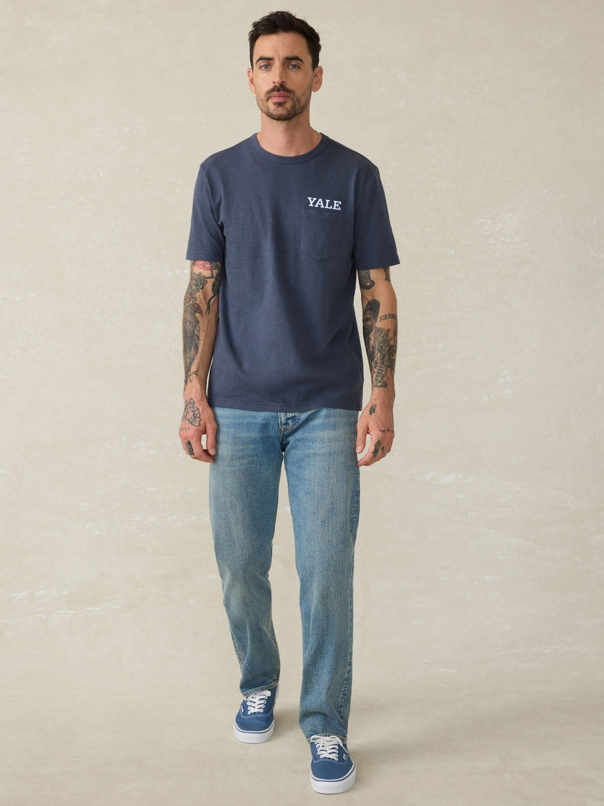 Yale Sunwashed Pocket Tee - Dune Navy