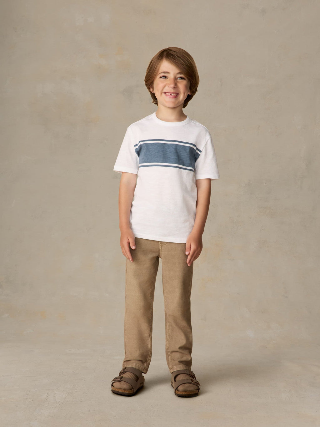 Little Kids Sunwashed Surf Striped Tee - White Surf Stripe
