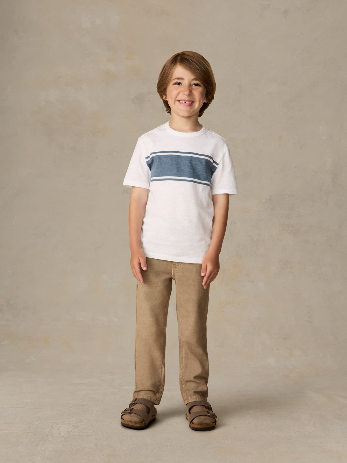 Little Kids Sunwashed Surf Striped Tee - White Surf Stripe