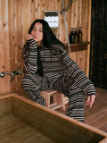 Cotton Cashmere Crew - Coastal Coal Stripe