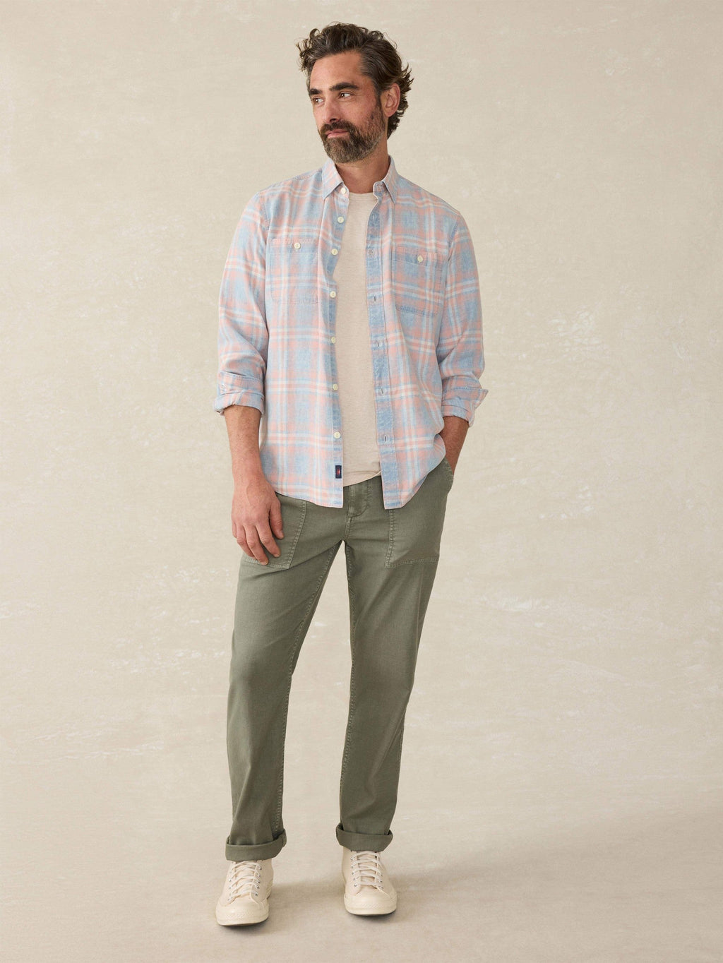 Tried & True Chambray Workshirt - Coral Bay Plaid