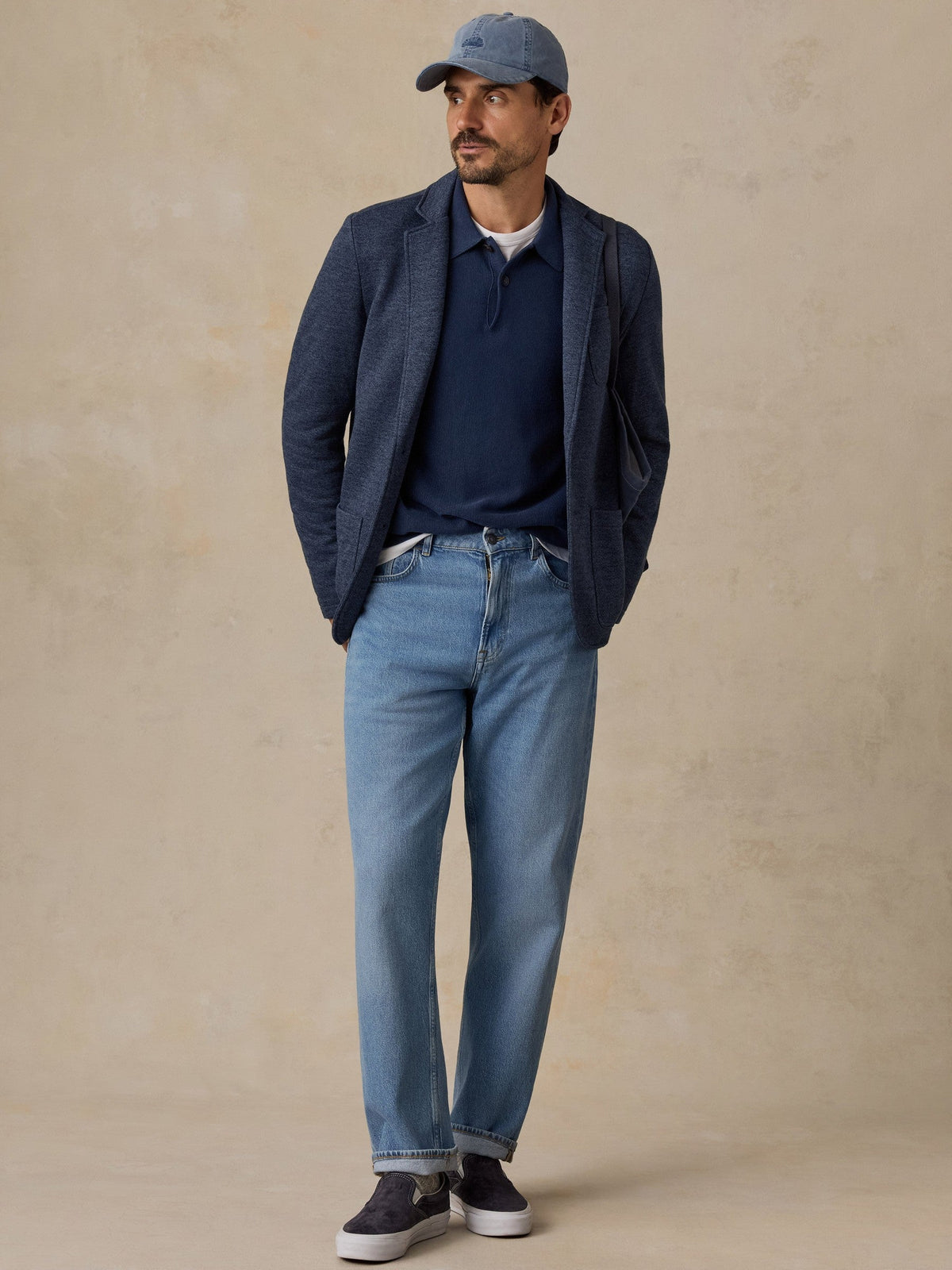 Lightweight Sunwashed Sweater Polo - Blue Nights