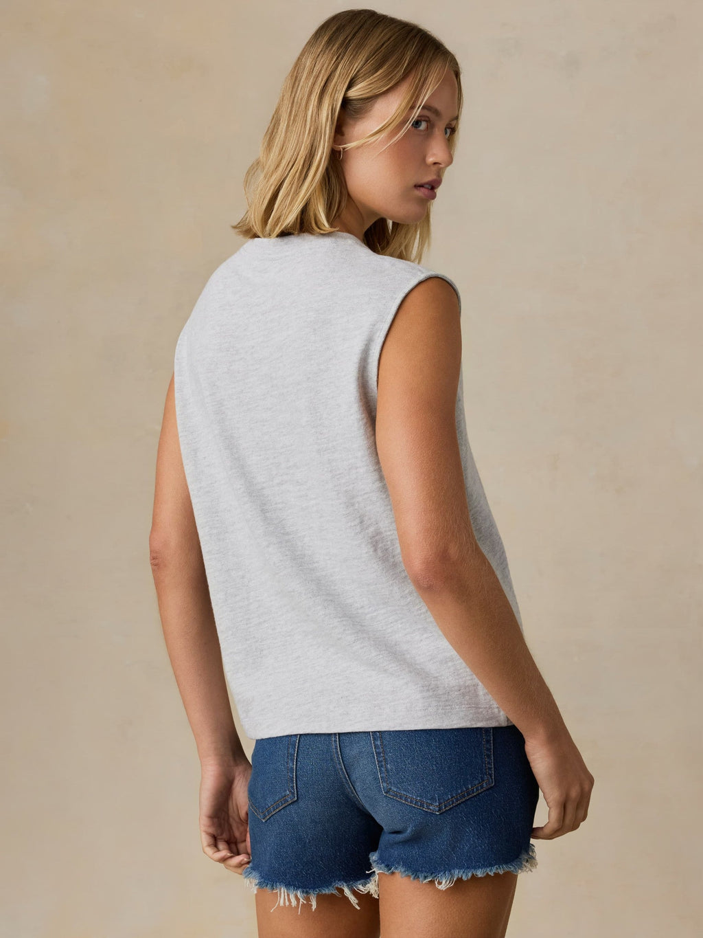 Sunwashed Organic Muscle Tank - Light Grey Heather