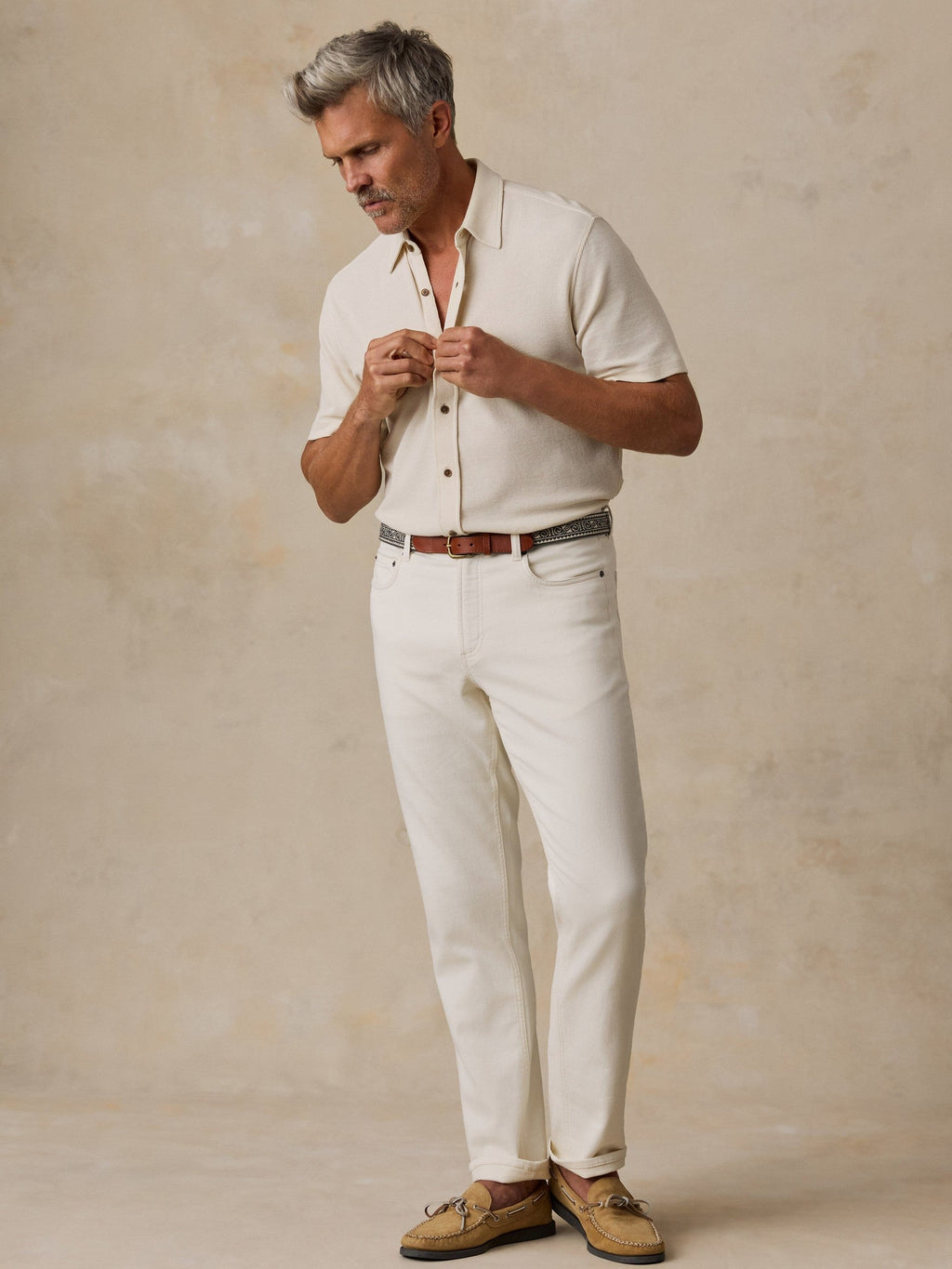 Short-Sleeve Waffle Knit Shirt - Whitecap