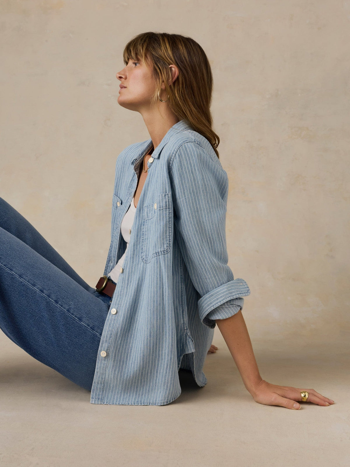 Tried & True Chambray Classic Shirt - Bluewater Stripe Wash