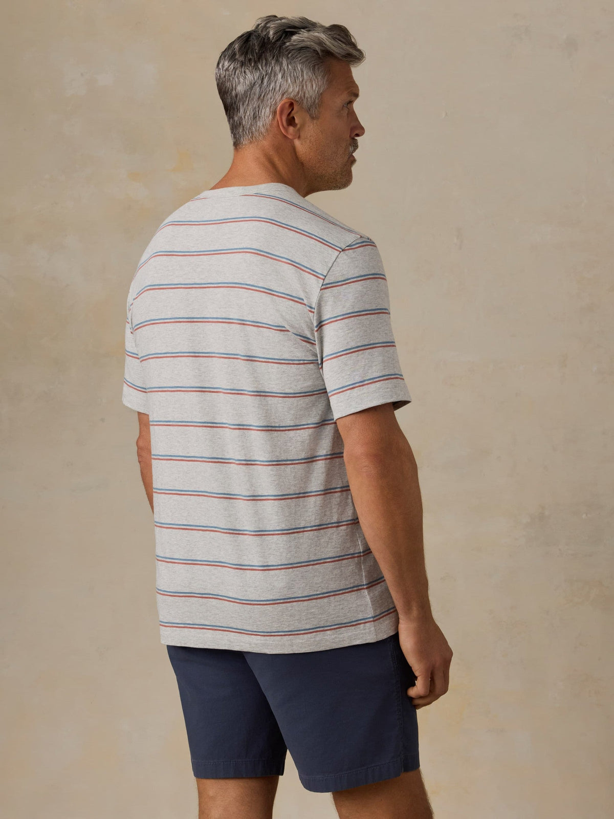 Sunwashed Regenerative Tee - Grey Water Stripe