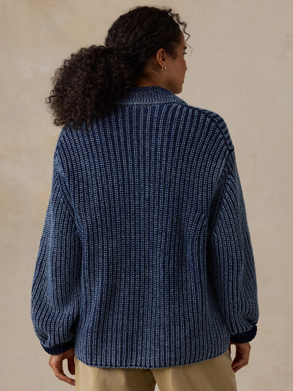 Sunwashed Indigo Cotton Lodge Cardigan - Midnight Indigo Wash