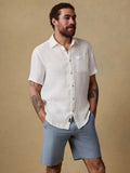 Short-Sleeve Palma Linen Shirt - Bright White Basketweave