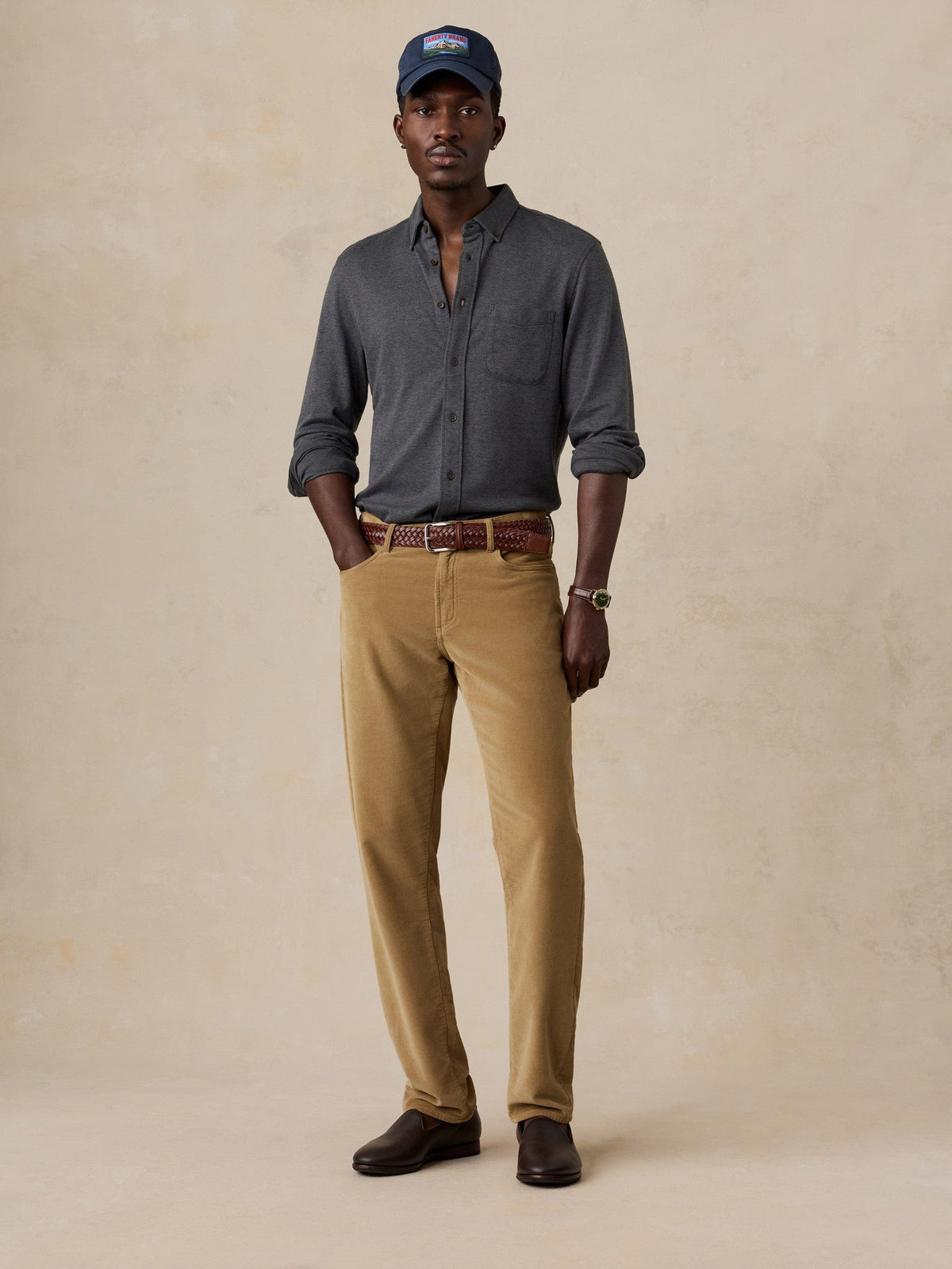 Coastline Knit Shirt - Charcoal Heather Twill