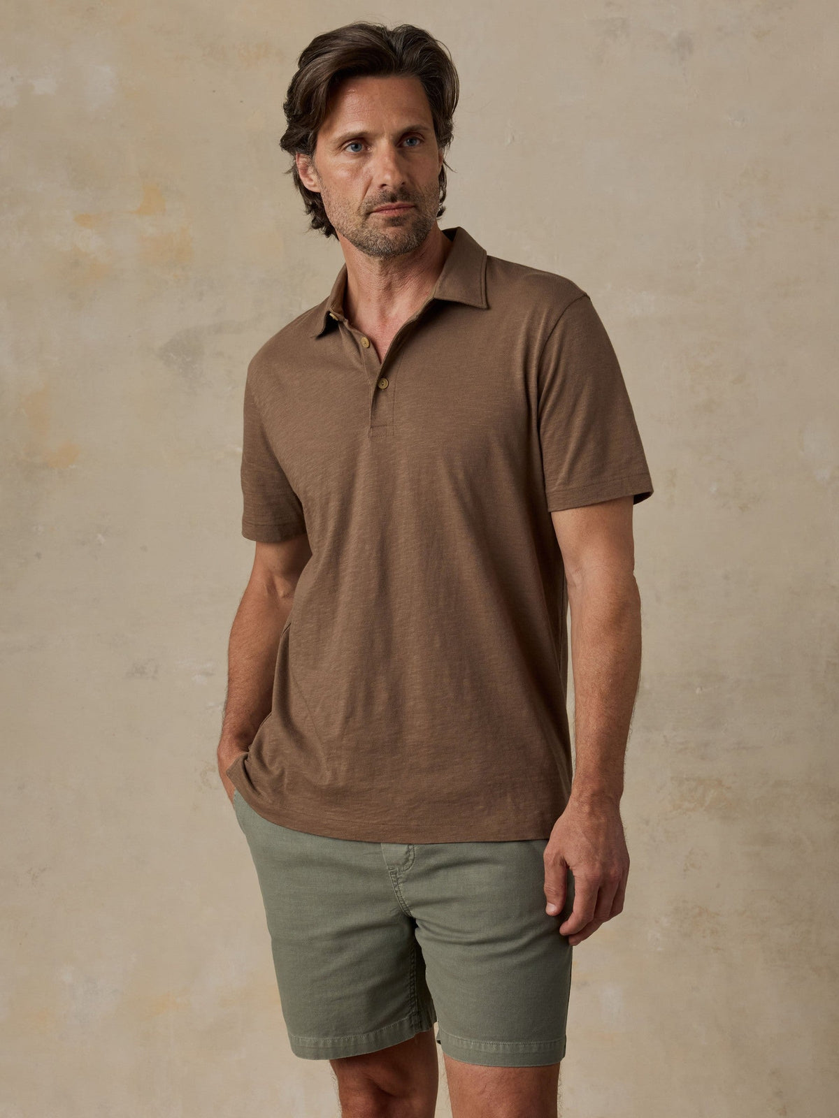 Sunwashed Tee Polo - Island Brown