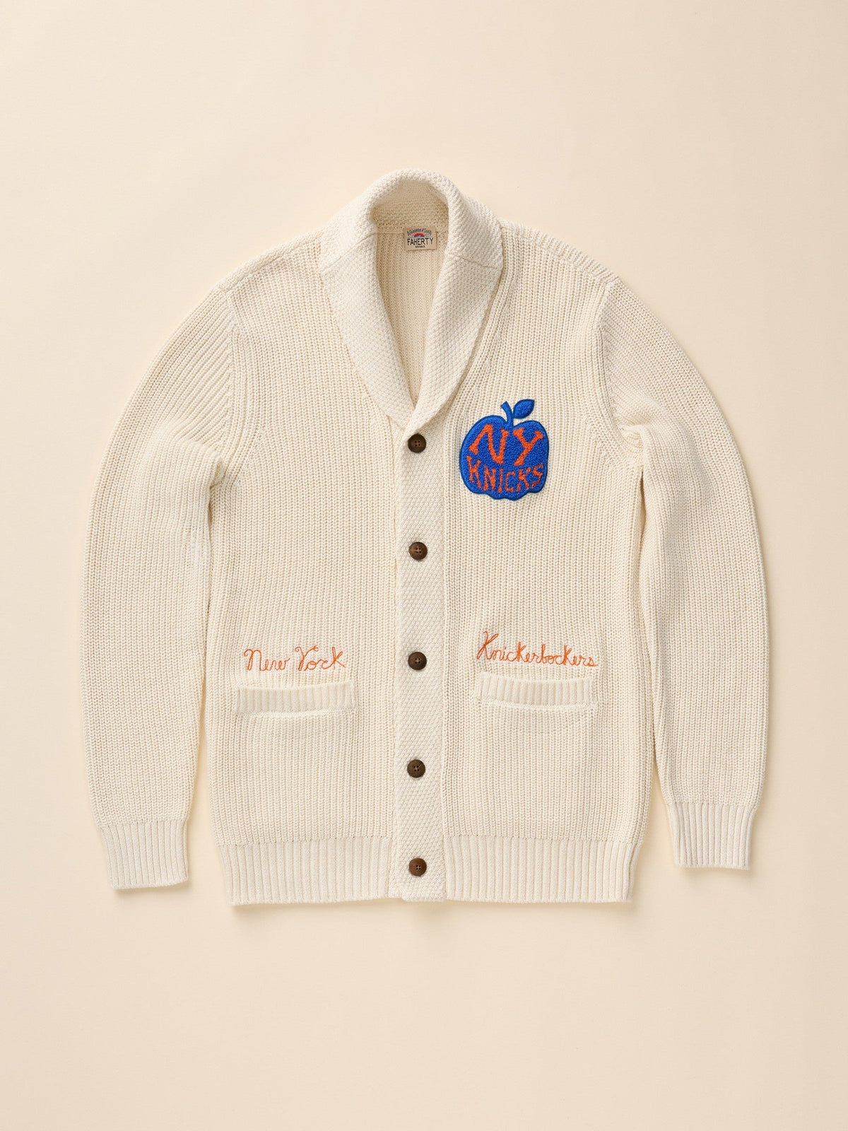 NY Knicks Marled Cotton Cardigan - Ivory