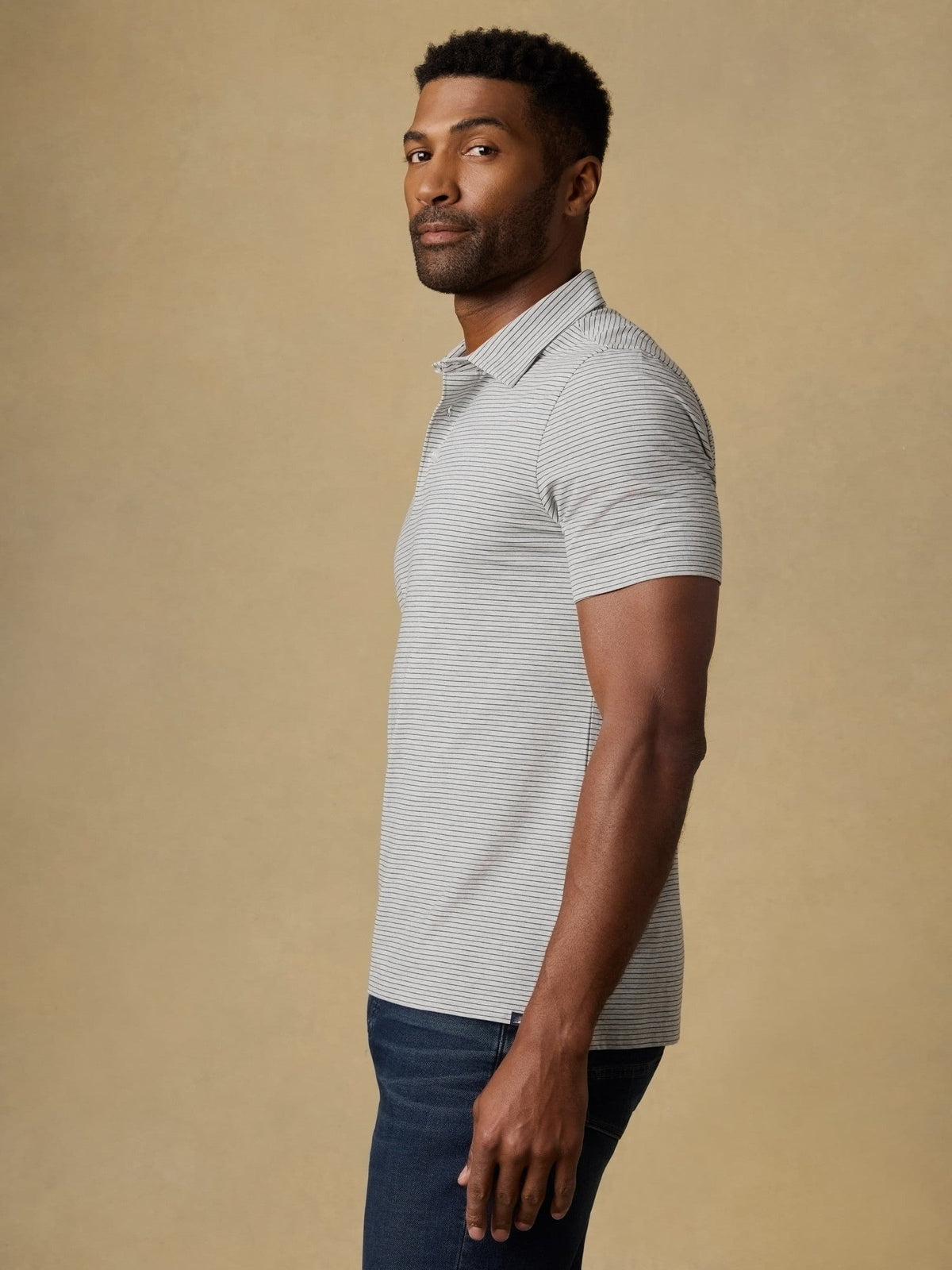 Short-Sleeve Movement Polo - Dark Cloud Stripe