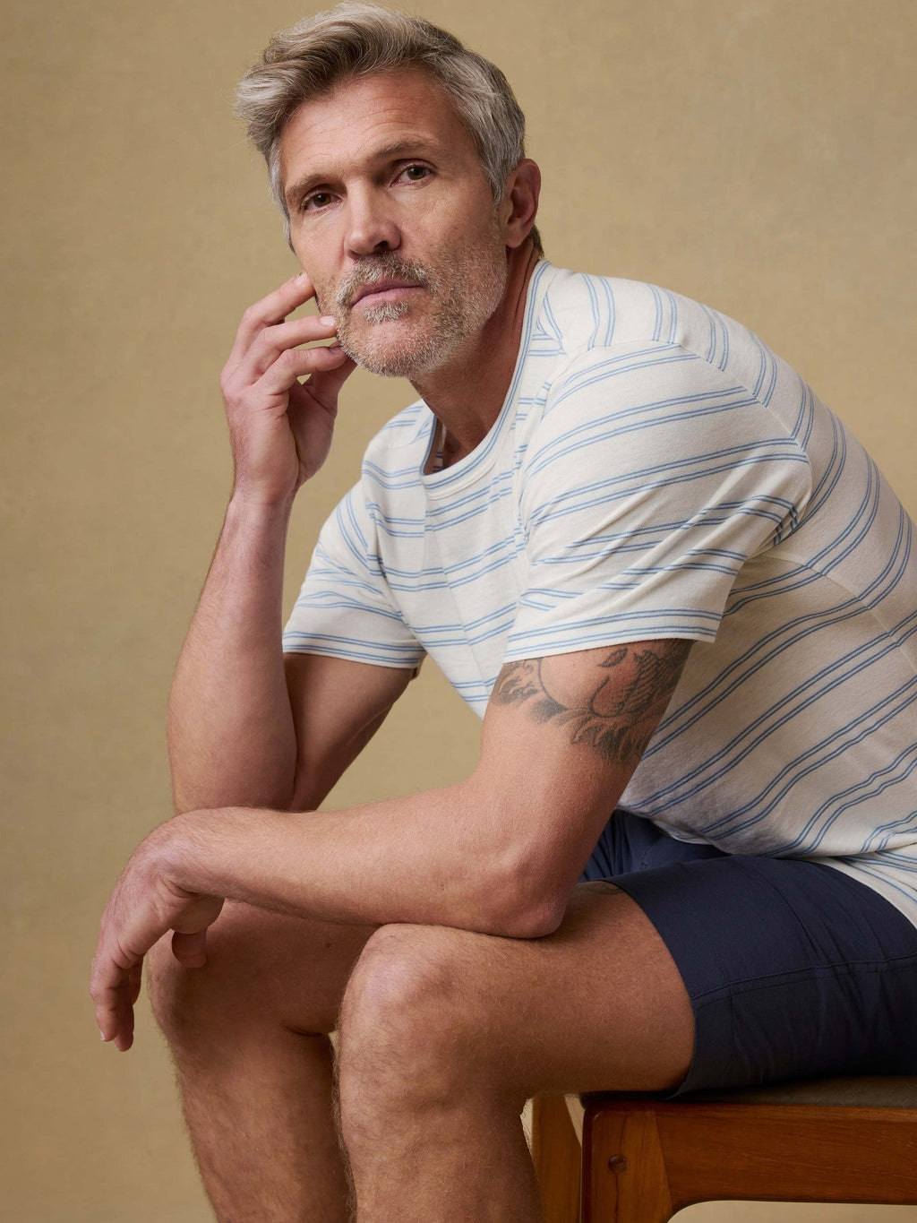Sunwashed Tee - Clear Sky Stripe