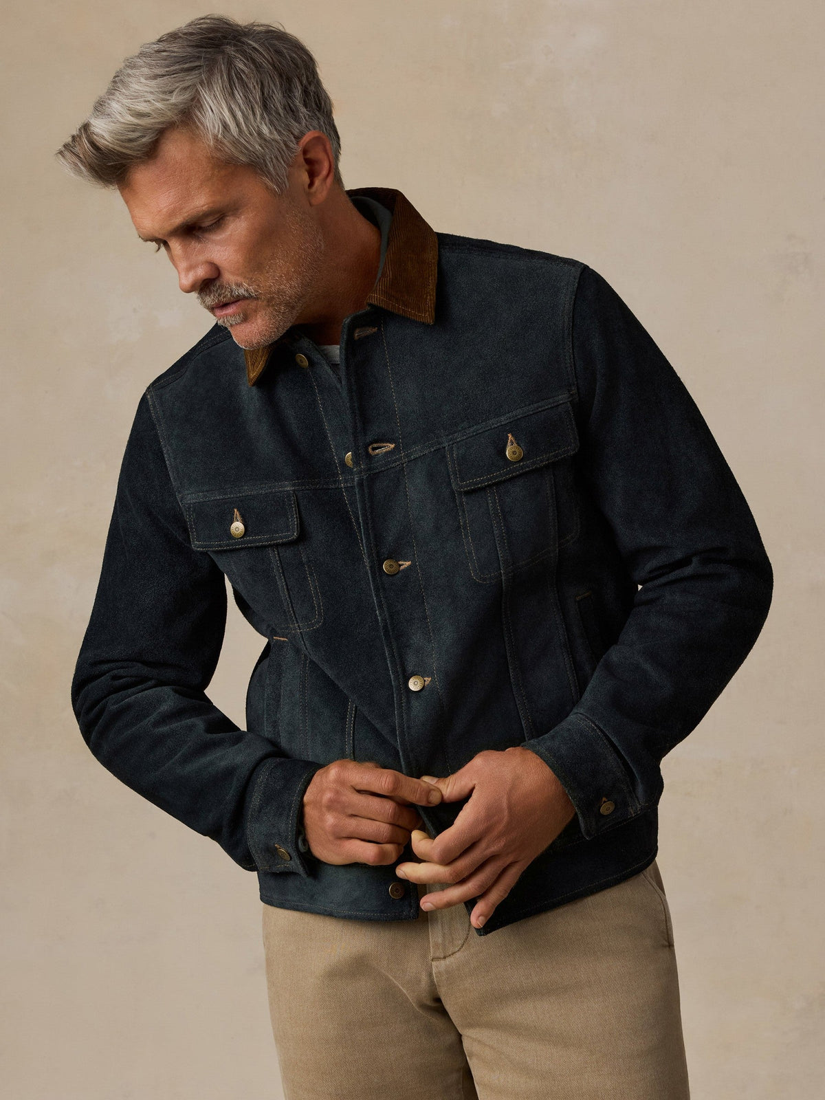 Suede Trucker - Midnight Azure