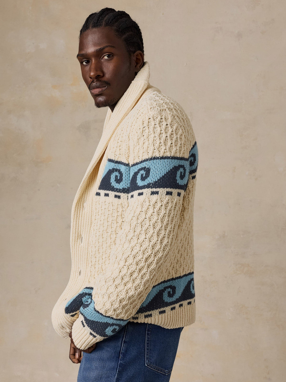 Wave Swell Cardigan - Pearl Blue Crest