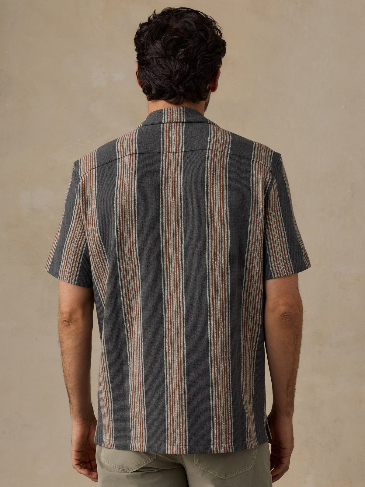 Short-Sleeve Oasis Camp Shirt - Charcoal Rust Stripe
