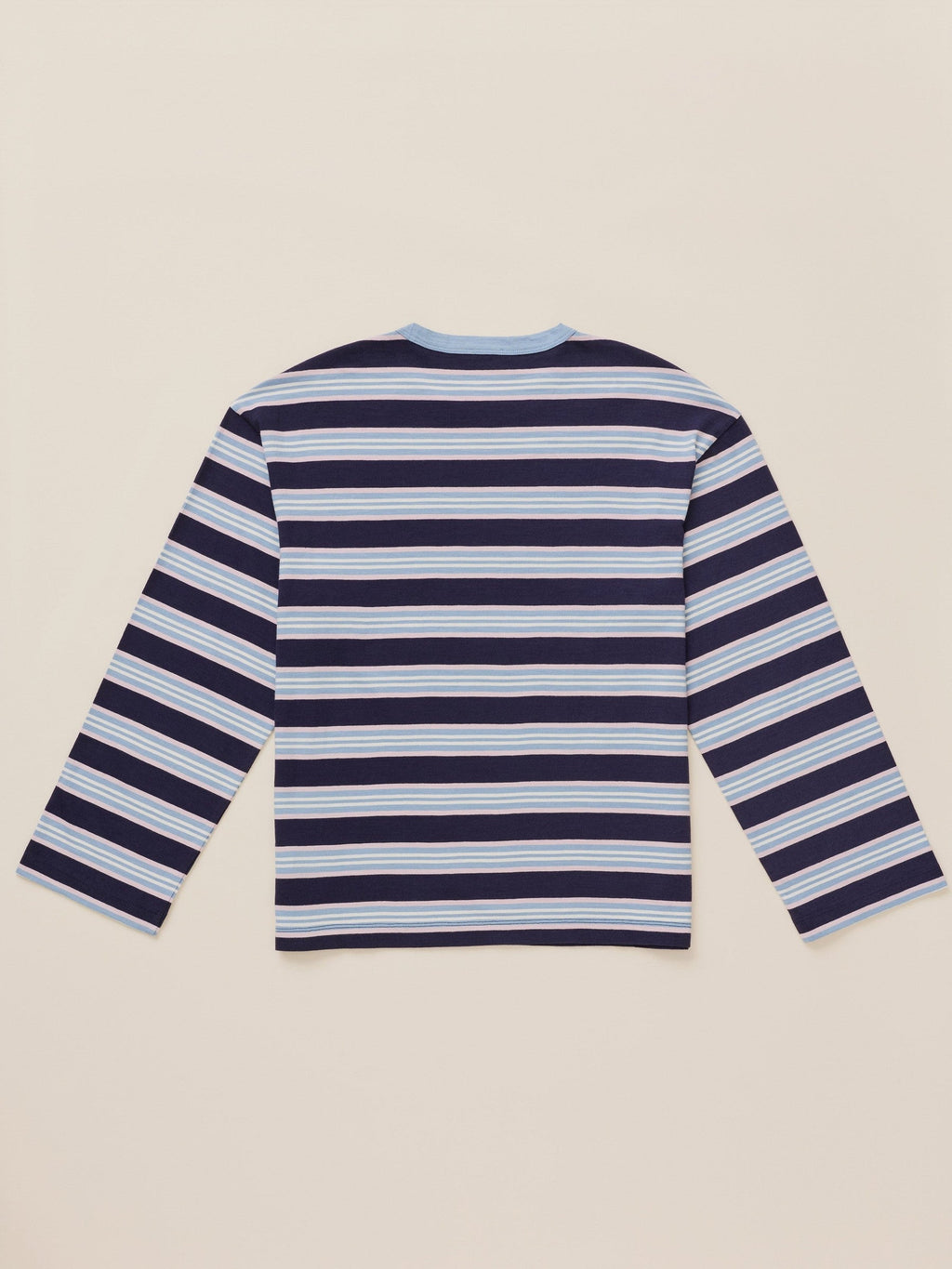 Sunwashed Long-Sleeve Retro Tee - Moonlit Tidal Stripe