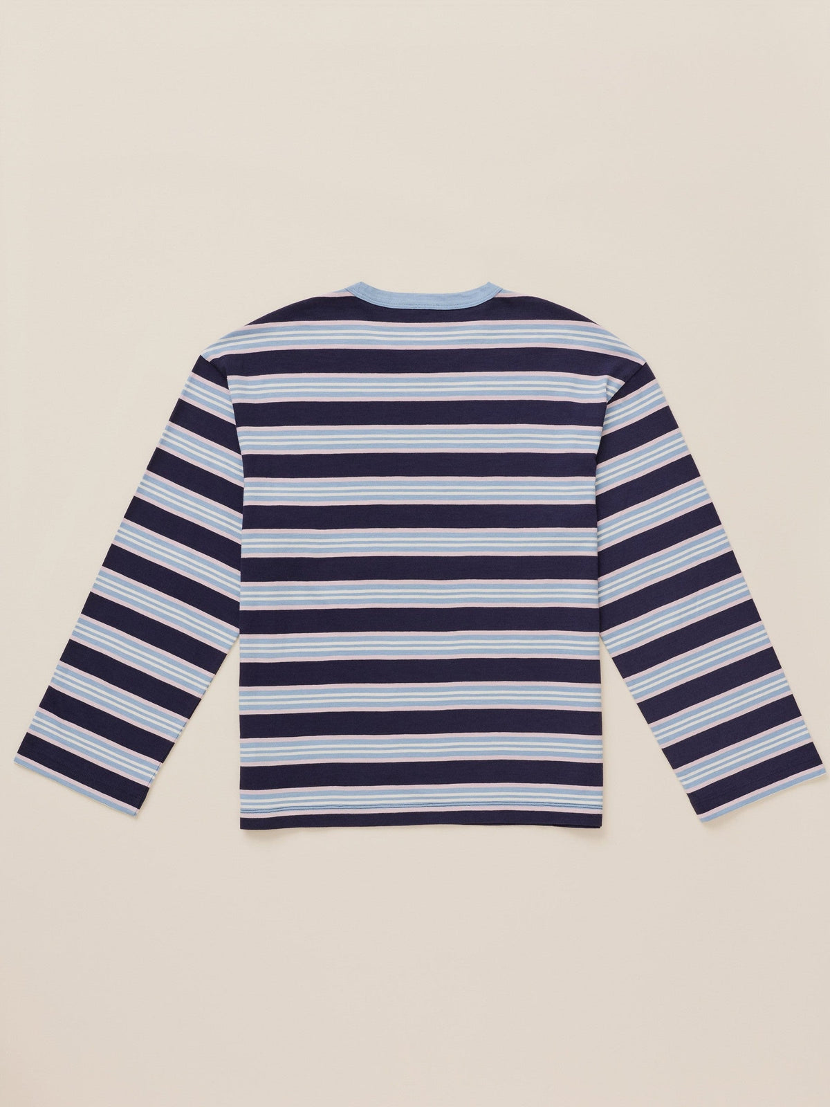 Sunwashed Long-Sleeve Retro Tee - Moonlit Tidal Stripe